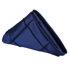 5 Pack Navy Blue Pintuck Satin Cloth Dinner Napkins, Wrinkle Resistant 17"x17"