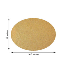 6 Pack Champagne Sparkle Vinyl Placemats, Non Slip Decorative Oval Glitter Table Mat