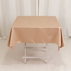 Lamour Satin 54"x54" Square Tablecloth Nude - Durable & Silk-Like Table Cover