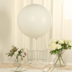 5 Pack Large Off White Biodegradable Balloons, 36" Thickened Extra Strong Eco-friendly Latex Helium Party Balloons