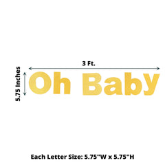 3ft Gold Glittered Oh Baby Paper Hanging Baby Shower Garland Banner