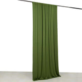 Olive Green 4-Way Stretch Spandex Event Curtain Drapes, Wrinkle Free Backdrop Event Panel with Rod Pockets - 5ftx10ft