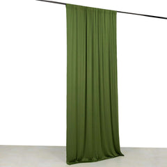 Olive Green 4-Way Stretch Spandex Event Curtain Drapes, Wrinkle Free Backdrop Event Panel with Rod Pockets - 5ftx10ft