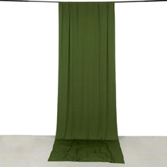Olive Green 4-Way Stretch Spandex Event Curtain Drapes, Wrinkle Free Backdrop Event Panel with Rod Pockets - 5ftx14ft