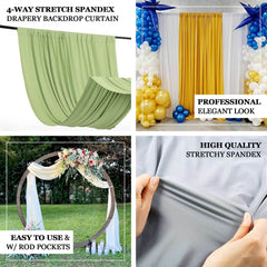 Olive Green 4-Way Stretch Spandex Event Curtain Drapes, Wrinkle Free Backdrop Event Panel with Rod Pockets - 5ftx10ft
