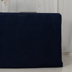 Fitted Polyester 72"x30" Rectangle Tablecloth Navy Blue with Open Back Design - Easy to Maintain and Wrinkle-Resistant Table Cover