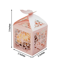 25 Pack Blush Butterfly Top Laser Cut Favor Candy Gift Box