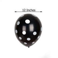 25 Pack 12" Black and White Fun Polka Dot Latex Party Balloons