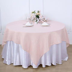 Linen 72"x72" Table Overlay Square Tablecloth Blush - Slubby Textured Wrinkle-Resistant Design for Stylish Occasions