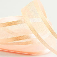 25 Yards 7 8" DIY Peach Sheer Organza Ribbon With Satin Edges