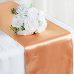 Satin 12"x108" Table Runner Peach - Stylish Table Linen
