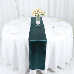 Satin 12"x108" Table Runner Peacock Teal - Stylish Table Linen