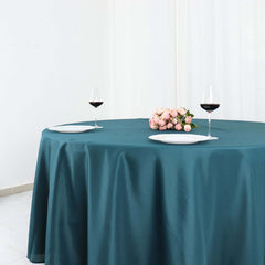 Polyester 108" Round Tablecloth Peacock Teal - Wrinkle-Resistant Table Cover