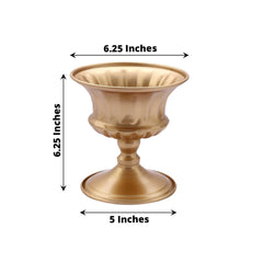 2-Pack Metal Pedestal Flower Vases Roman Style Gold - Sophisticated Mini Compote Vase for Table Settings 6"