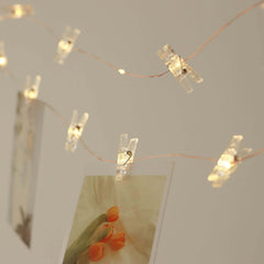 32ft Warm White 100 LED Clear Photo Clip Fairy String Light Garland