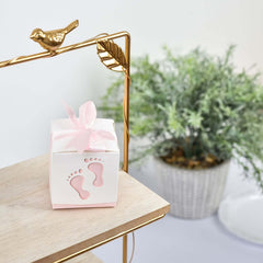 25 Pack 2" Pink Footprint Baby Shower Party Favor Candy Gift Boxes