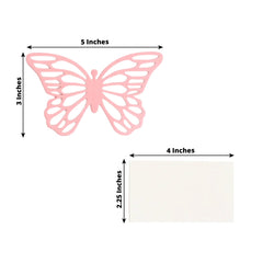 25-Pack Paper Butterfly Place Card Holders Pink with White Printable Cards - 3D Free Standing Table Number Stands 3"x5"