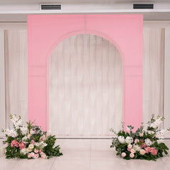 7ft Pink Spandex Backdrop Stand Cover for Arc de Triomphe Stand, Stretch Fitted Floral Balloon Frame Wedding Arch Cover