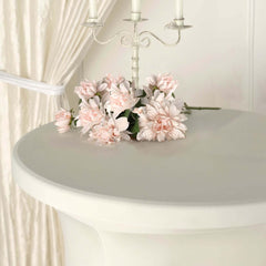 Spandex 32" Round Cocktail Table Cover Skirt Ivory With Natural Wavy Drapes