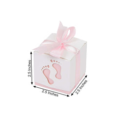 25 Pack 2" Pink Footprint Baby Shower Party Favor Candy Gift Boxes
