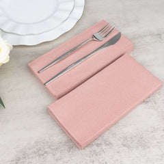 20-Pack Paper Linen-Like Napkins Dusty Rose - Disposable Hygienic Airlaid Guest Towels 8.5"x4"