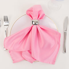 5 Pack Lamour Satin 20"x20" Napkins Pink - Soft Matte Finish Dinner Napkins