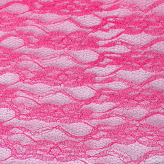 54"x15 Yards Fuchsia Floral Lace Shimmer Tulle Fabric Bolt