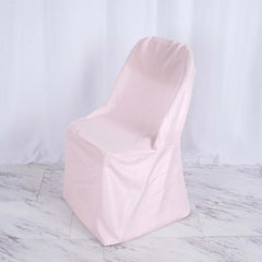 Polyester Slip On Folding Chair Covers Blush - Stain-Resistant Reusable Durable Fabric
