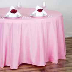 Polyester 120" Round Tablecloth Pink - Seamless Wrinkle-Resistant Table Cover