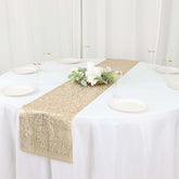 Plastic Woven Vinyl 13"x6ft Table Runner Metallic Gold - Non-Slip & Reversible Tabletop Decor
