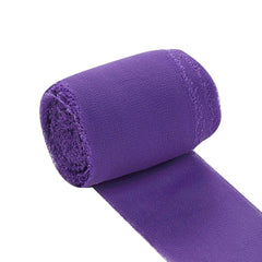 2 Pack 6yd Purple Silk-Like Chiffon Linen Ribbon Roll For Bouquets, Wedding Invitations Gift Wrapping