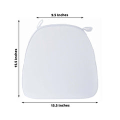 Chiavari Chair Cushion with 1.5" Thick Memory Foam and Ties White - Stylish Removable Cover for Comfort