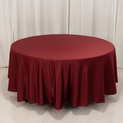 Lamour Satin 108" Round Tablecloth Burgundy - Durable & Silk-Like Table Cover