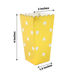 36 Pack 4" White Gold Design Mini Paper Popcorn Boxes, Candy Favor Disposable Bags - Stripe, Polka Dot, Solid Style