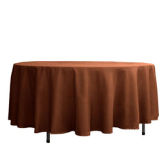 Polyester 108" Round Tablecloth Cinnamon Brown - Wrinkle-Resistant Table Cover