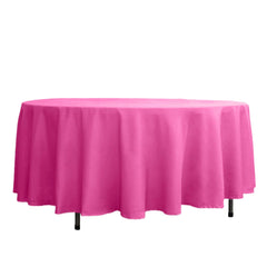 Polyester 108" Round Tablecloth Fuchsia - Wrinkle-Resistant Table Cover