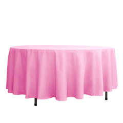 Polyester 108" Round Tablecloth Pink - Wrinkle-Resistant Table Cover