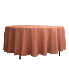 Polyester 108" Round Tablecloth Terracotta (Rust) - Wrinkle-Resistant Table Cover