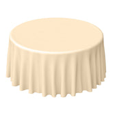 Polyester 120" Round Tablecloth Beige - Seamless Wrinkle-Resistant Table Cover