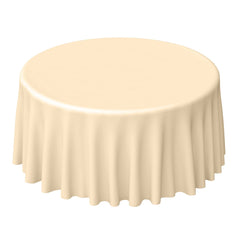 Polyester 120" Round Tablecloth Beige - Seamless Wrinkle-Resistant Table Cover