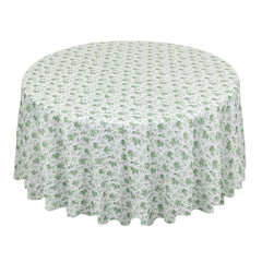 Polyester 120" Round Tablecloth Dusty Sage Green French Toile Pattern Seamless Table Cover for Upscale Dining