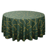 Polyester 120" Round Tablecloth Hunter with Gold Foil Geometric Pattern Wrinkle-Resistant Seamless Table Cover