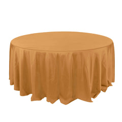 Polyester 132" Round Tablecloth Gold - Seamless Chic Design for Grand Celebrations