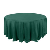 Polyester 132" Round Tablecloth Hunter Emerald Green - Seamless Chic Table Cover