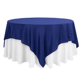 Polyester 90"x90" Table Overlay Square Tablecloth Navy Blue - Wrinkle-Resistant & Durable Table Cover