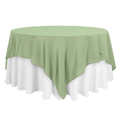 Polyester 90"x90" Table Overlay Square Tablecloth Sage Green - Wrinkle-Resistant & Durable Table Cover