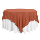 Polyester 90"x90" Table Overlay Square Tablecloth Terracotta (Rust) - Wrinkle-Resistant & Durable Table Cover
