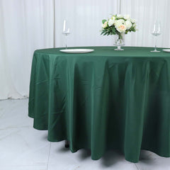 Polyester 108" Round Tablecloth Hunter Emerald Green - Wrinkle-Resistant Table Cover
