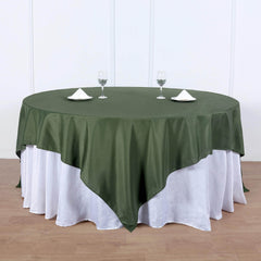 Polyester 90"x90" Table Overlay Square Tablecloth Olive Green - Wrinkle-Resistant & Durable Table Cover