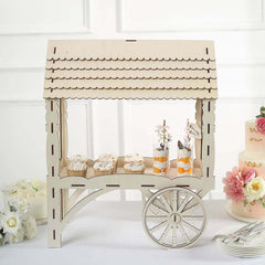 Mini Wooden Dessert Display Candy Cart Sweet Stall Design Natural - Tabletop Cupcake Stand 25"